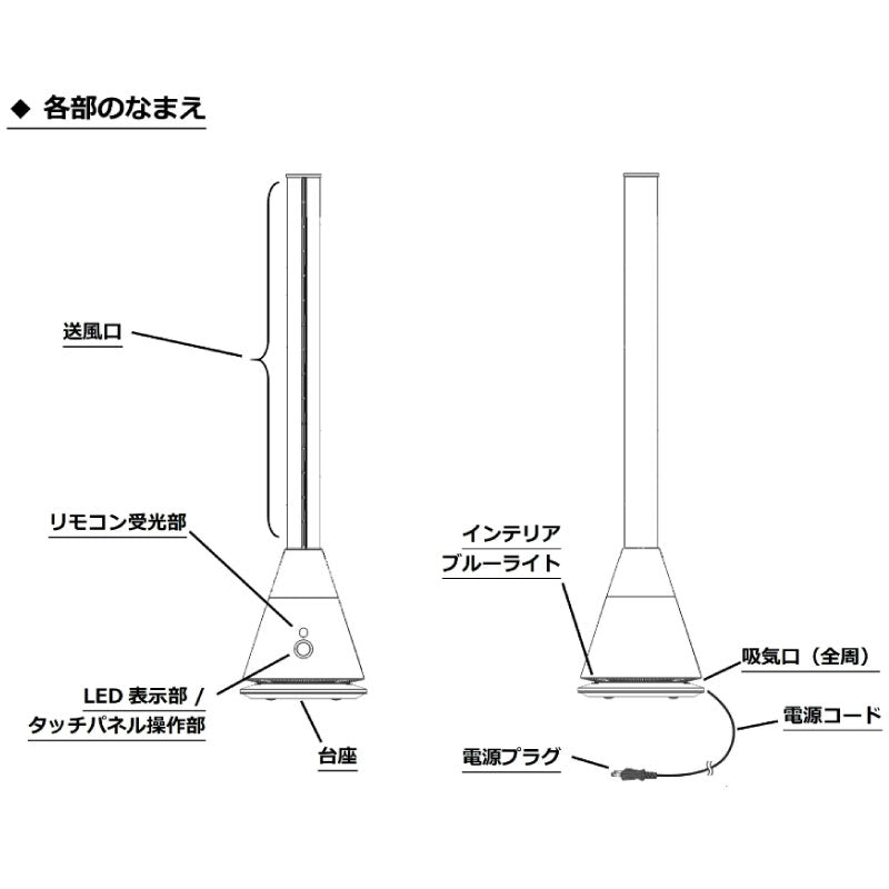 Chrester（クレスター）空気清浄・脱臭機能付マルチエアースリムタワーサーキュレーター（2色）［CH-016］