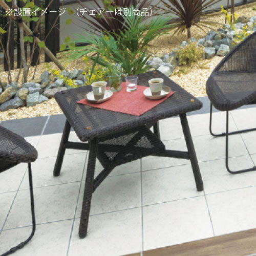 【関東地域限定販売商品】ロムガーデン 庭座 カフェテーブル600（ダークブラウン）［F-844］