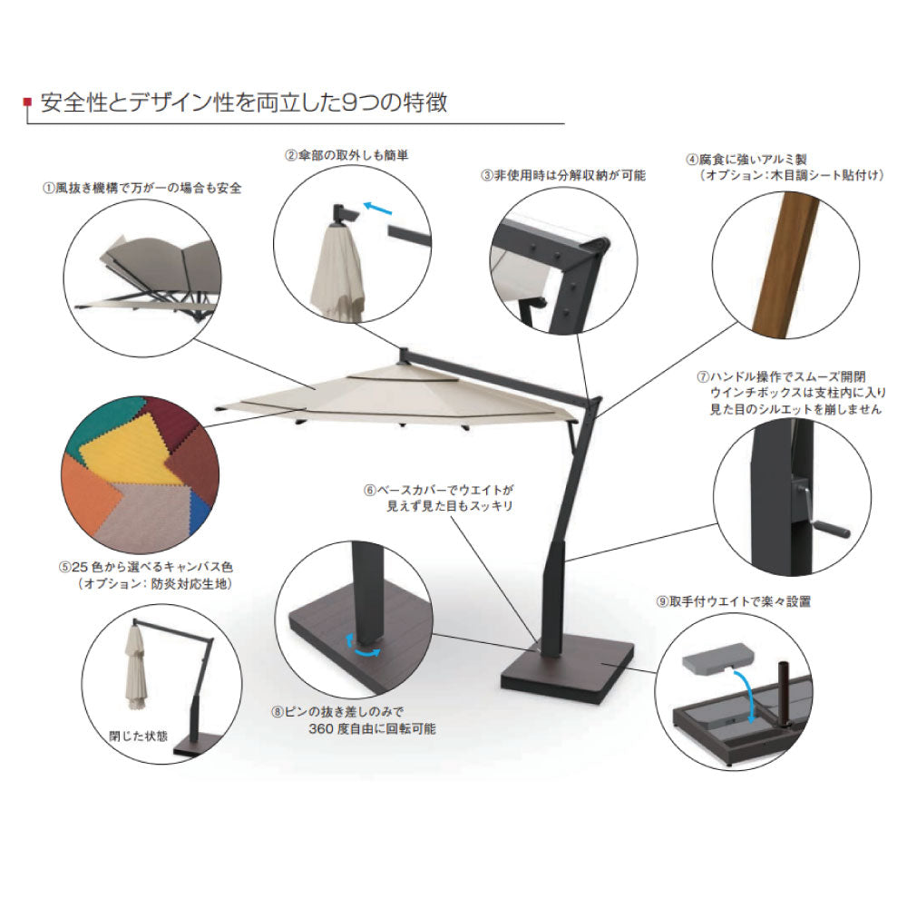 ステラ 8角・スクエア 大型パラソル ハンキングパラソル タカノ株式会社［F－918］