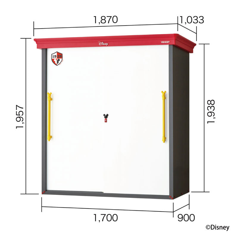 【ディズニーコラボ商品】ヨド物置ディズニーシリーズ ミッキーマウスモデル  YMWD-1709A/MM[GMM-002］
