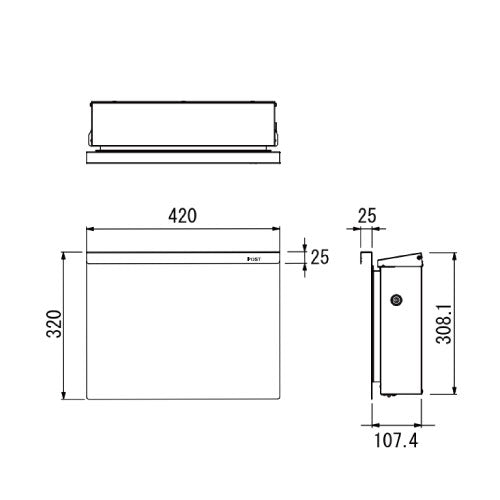 郵便ポスト・ノイエキューブ アラビカ（壁掛仕様/本体カラー：5色）[P-1372]