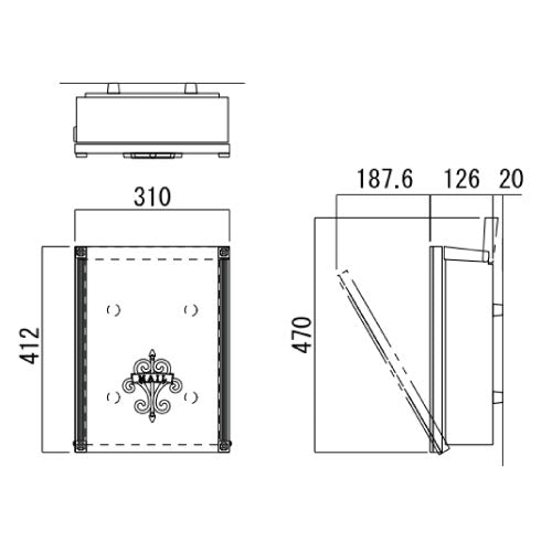 郵便ポスト・オーパス クラシコ（壁付け/カラー：2色）[P-1555]