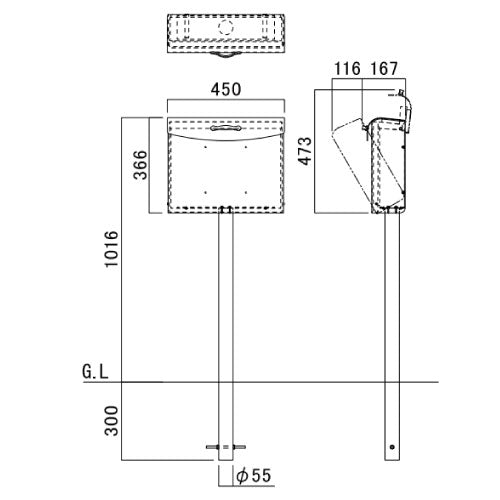 郵便ポスト・ブランチ用オプションスタンド[P-1641]