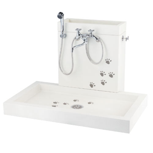 立水栓ユニット シカクルL（シャワーヘッド付水栓金具：混合水栓用・カランパイプあり） [W-678]