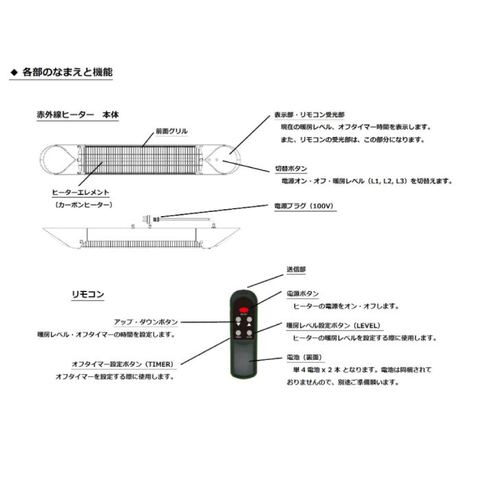 Chrester（クレスター）ペガサス・黒/シルバー・赤外線ヒータースタンド付オプション（横向き取付用）HEAT-A-101BSH/SSH［CH-002］