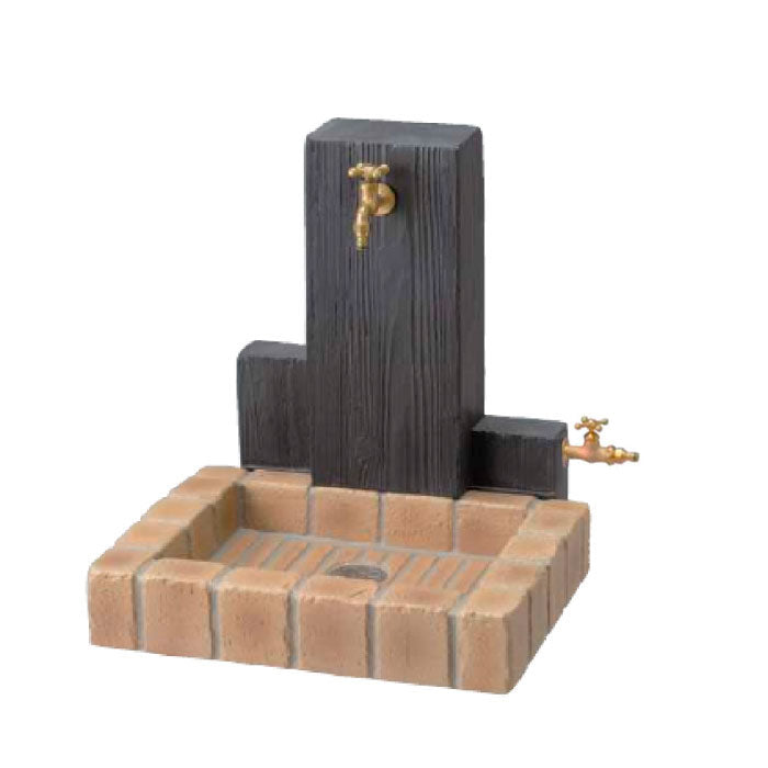 立水栓ユニット ウッドクリートタイプPB（ブライトイエロー）蛇口・補助蛇口付［W-347］