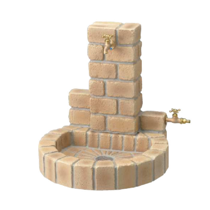 立水栓ユニット サークルタイプ・サークルパン（ブライトイエロー）蛇口・補助蛇口付［W-361］