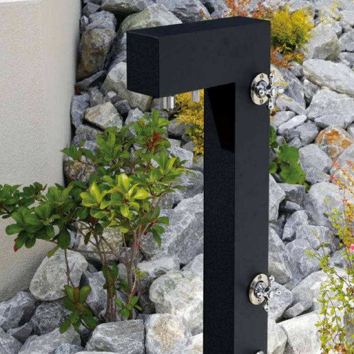 立水栓 ライアンスタンド2 蛇口2個（ステンレスシルバー）[W-656]